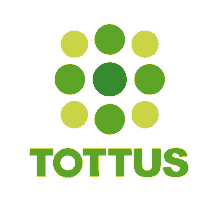 a green and yellow tottus logo with circles