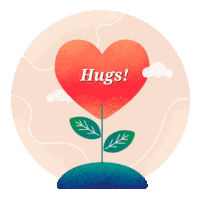 an illustration of a heart with the words hugs on it