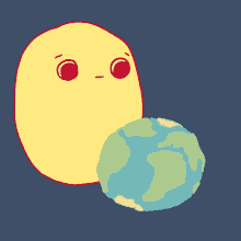 a cartoon drawing of a sun and a globe with red spots on it