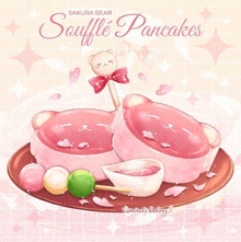 a picture of a sakura bear soufflé pancakes