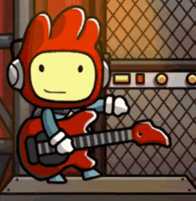 a cartoon character wearing headphones and holding a guitar