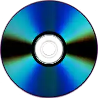 a blue cd with a white ring around the center