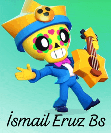 a cartoon character holding a guitar and the name ismail eruz bs