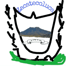 a drawing of a coat of arms for zacatecoluca with a mountain in the background