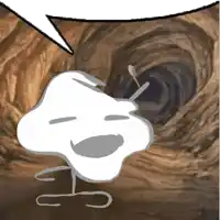 a cartoon drawing of a face with a speech bubble above