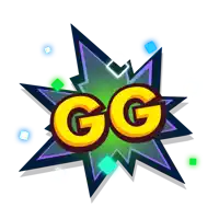 a cartoon explosion with the letters gg in yellow