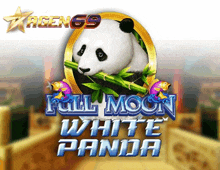 a full moon white panda slot game with a panda holding bamboo