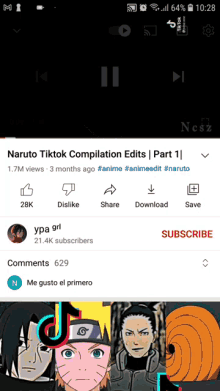 a screenshot of a naruto tiktok compilation edits