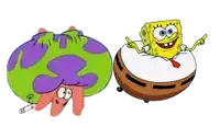 a cartoon of spongebob and patrick standing next to each other