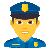 an illustration of a police officer with a badge on his chest