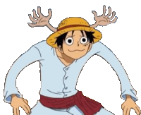 a cartoon character wearing a straw hat with antlers on his head