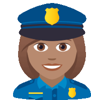 a female police officer wearing a blue uniform and a hat