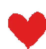 a pixelated red heart with a white background