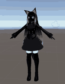 a 3d model of a girl wearing a black mask