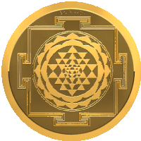 a gold coin with a geometric design on it and the letters s and t on the bottom