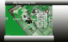 a screen shot of a video game with the words my learning list