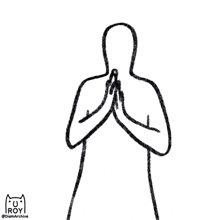 a drawing of a person with their hands folded in prayer