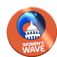 a button that says women 's wave with a dome in the center