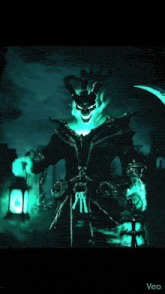 a picture of a demon holding a lantern with the word lgtm on the bottom