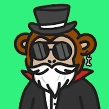 a cartoon of a monkey wearing a top hat sunglasses and a beard