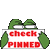 a frog is holding a sign that says check pinned .