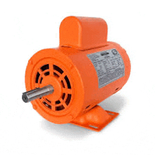 an orange electric motor on a white background .