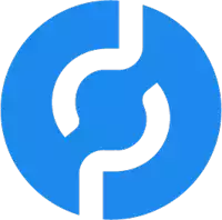 a blue circle with a white arrow in the middle