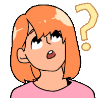 a cartoon drawing of a woman with a question mark above her head