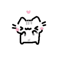 a drawing of a cat with a heart on its head and a pink nose .