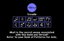 a screen that says treadle on it and a bunch of music notes