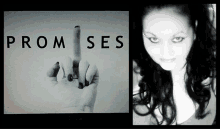 a picture of a woman next to a picture of a hand with the word promises