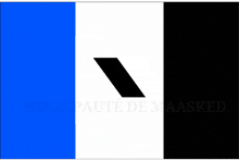 a blue white and black flag that says principalite de masked on the bottom