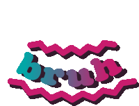 the word bruh is written in blue and purple