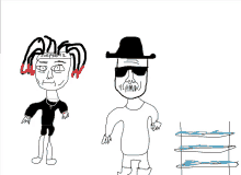 a drawing of a man with dreadlocks and a man with a hat that says sosperme