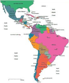 a map of latin america shows the united states in the center