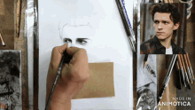 a drawing of a man 's face is being made in animatica