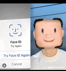 a picture of a man with a face id on his phone