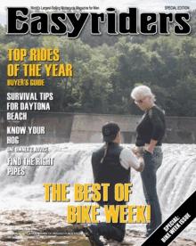 the cover of easyriders magazine features a man kneeling down proposing to a woman