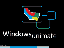 a black background with the words windows unimate written on it