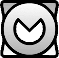 a black and white icon of a circle with a circle in the middle .