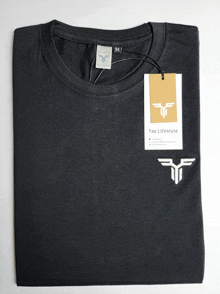 a black t-shirt with a tag that says taz lifestyle