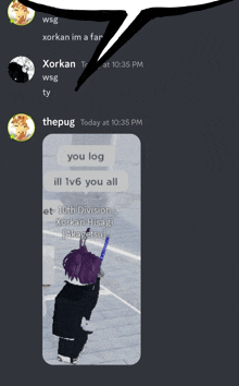 a screenshot of a discord chat with the pug