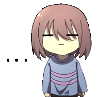 a cartoon of a girl with her eyes closed and a purple striped shirt