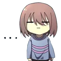 a cartoon of a girl with her eyes closed and a purple striped shirt