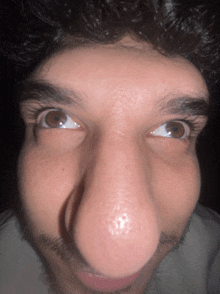 a man with a big nose looks at the camera