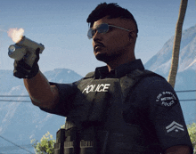 a los santos metro police officer holds a gun