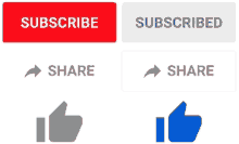 a subscribe button and a share button with a thumbs up