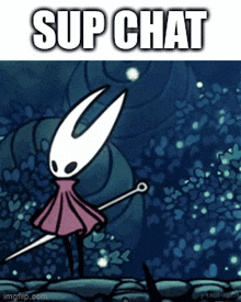 a picture of a cartoon character with the words sup chat above it