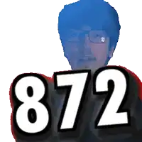 a pixelated image of a man with glasses and the number 872 behind him