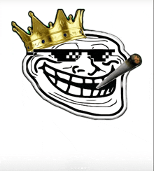 a troll with a crown on his head and a cigarette in his mouth